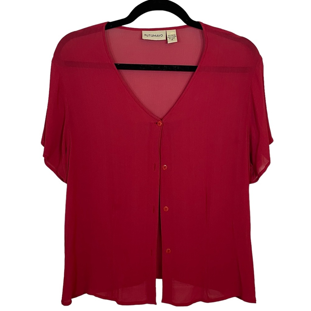 VINTAGE Putumayo Sheer Button Up Top Size Medium